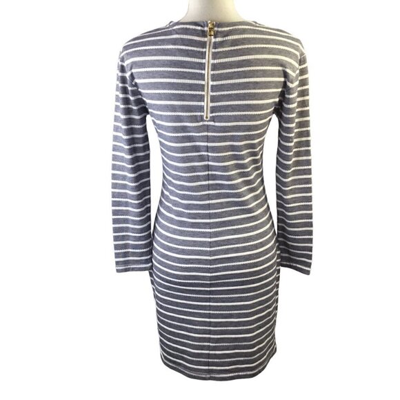 Sail to Sable STS Dress Blue White Striped Size XS 3/4 Sleeve Zipper Textured - Picture 6 of 10